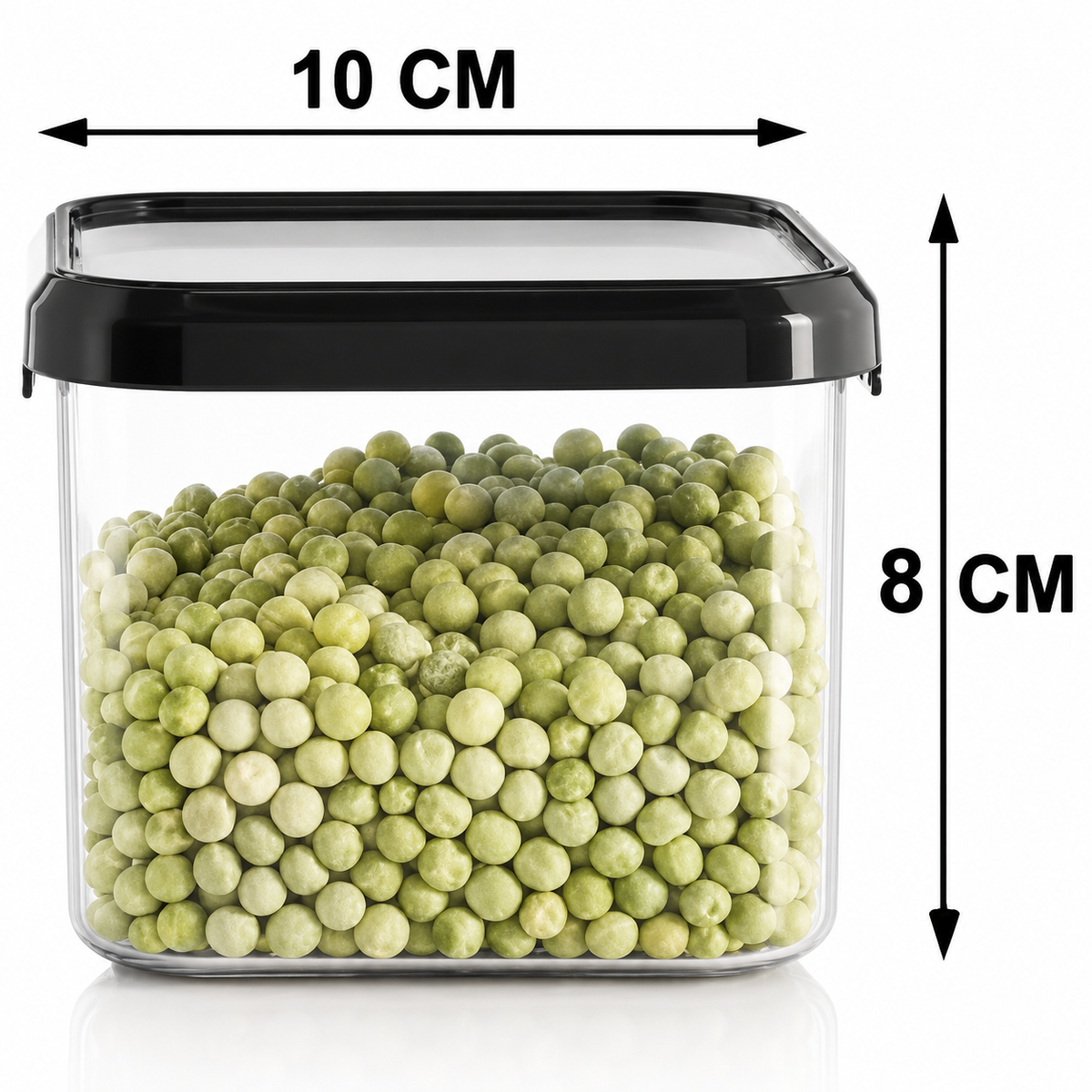 SET 8 New Desgine Plastic Storage Jar & Container Set Air-Tight BPA Free Containers for Kitchen Storage Set Kitchen Organizer & Kitchen Storage Set Pantry Organization Multipurpose Jar 500 ML Set 8 Black+