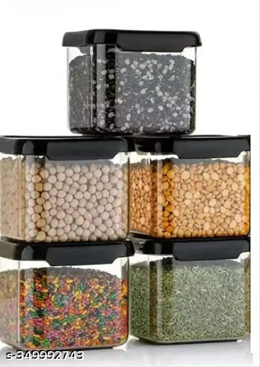 Unbreakable Pack Of 6 Air Tight Square plastic Containers Set for Kitchen Storage