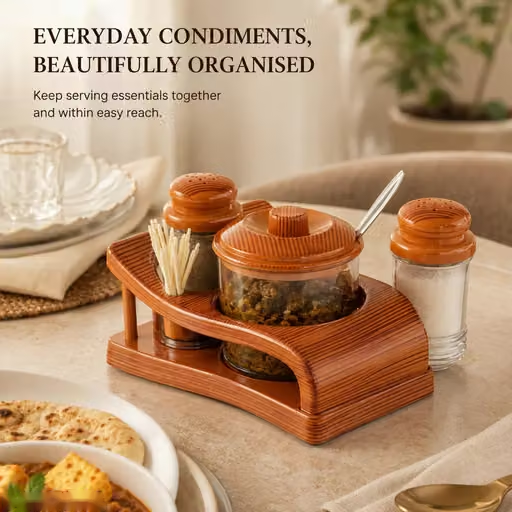 SUKHSON Plastic 3-in-1 Salt, Pepper Pickel Jar with Toothpick Holder Set | Multipurpose Tabletop Spice & Toothpick Dispenser | Compact Kitchen & Dining Table Organizer