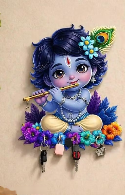 LITTEL KRISHNA Printed Wooden #Key holder for home #office #kitchen #key holders #key hanger for wall #key holder #gift #Best decorative item for home #decor(8.5 inches X 11.5 inches)