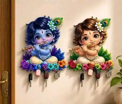 LITTEL KRISHNA Printed Wooden #Key holder for home #office #kitchen #key holders #key hanger for wall #key holder #gift #Best decorative item for home #decor(8.5 inches X 11.5 inches)