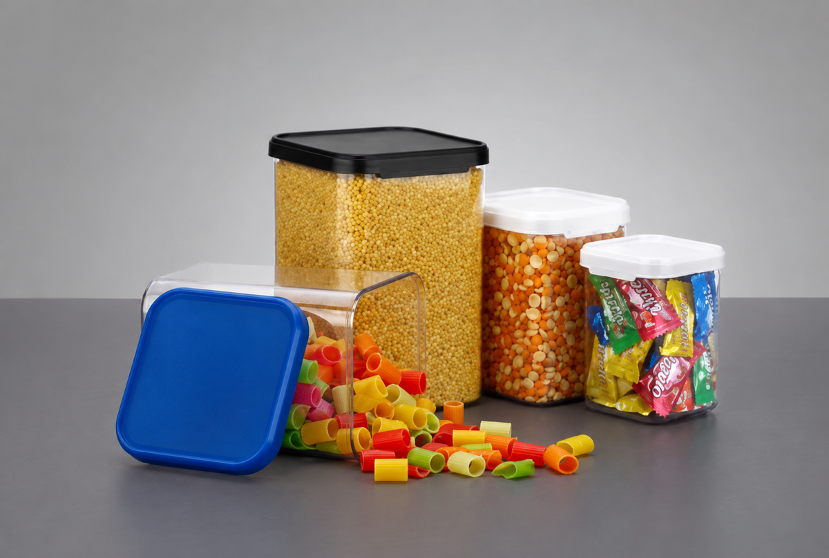 16-Piece Square Transparent Storage Container Set (Multi-Size) | 1400ml, 900ml, 650ml, 350ml | Airtight, High Quality, Stackable | Food & Grocery Storage