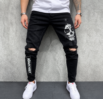 Black Printed Jeans for men