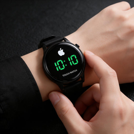 Top Trendy Touch Screen Digital Green LED Black Color Round dial Watch for boys & Girls