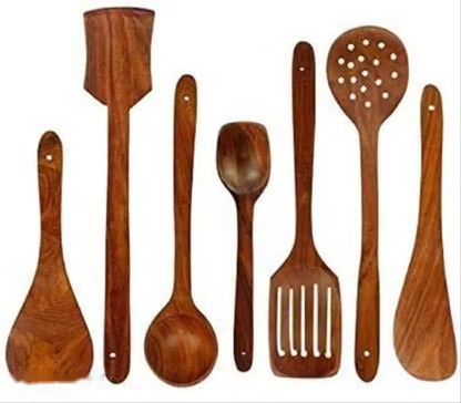 Wooden kitchen spoon set of 7 no holder
