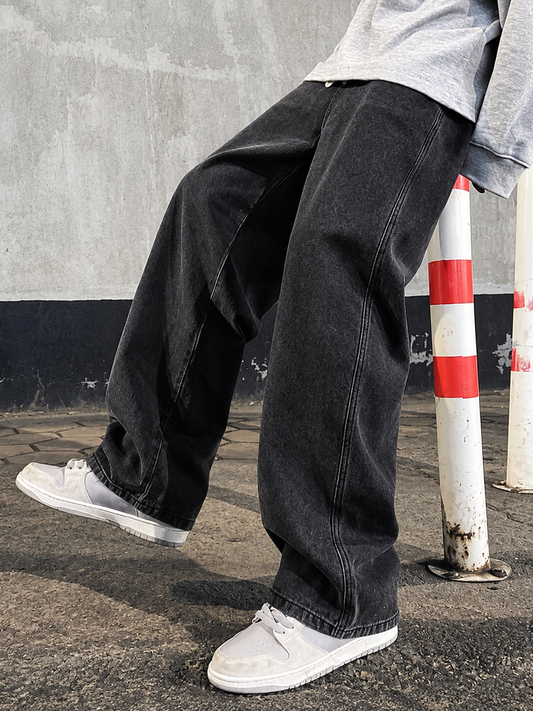 baggy mens dark GREY jeans//baggy lose fit man jeans