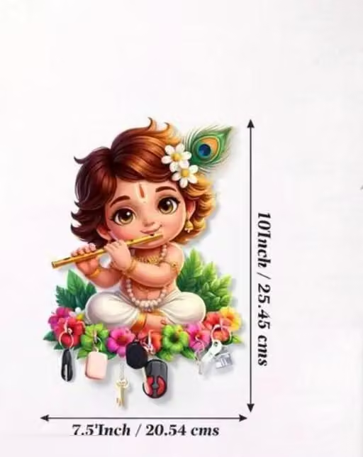 LITTEL KRISHNA Printed Wooden #Key holder for home #office #kitchen #key holders #key hanger for wall #key holder #gift #Best decorative item for home #decor(8.5 inches X 11.5 inches)