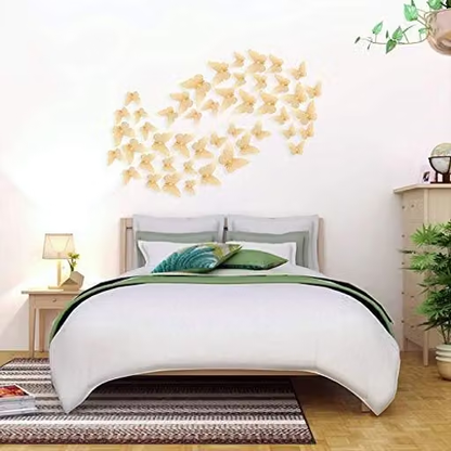 12pcs 3D Home Decor Butterfly with Sticking Pad (Shimmer Golden, Set of 12)