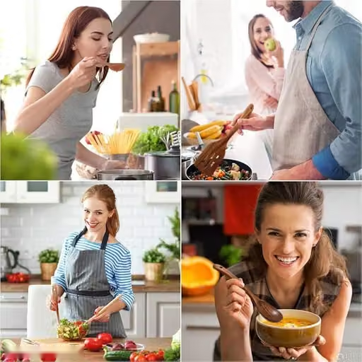 Wooden kitchen spoon set of 7 no holder