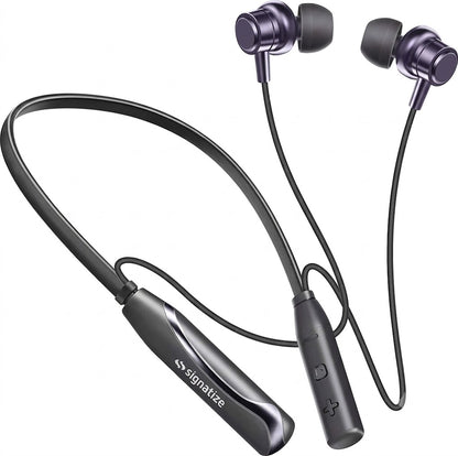 SIGNATIZE Neckband Bluetooth Headphones with 20+ Hours Playtime with 10mm Drivers, Rich Music Experience, BT 5.3v, Type C Fast Charging, Neckband Earphones & IPX4 Water Resistant