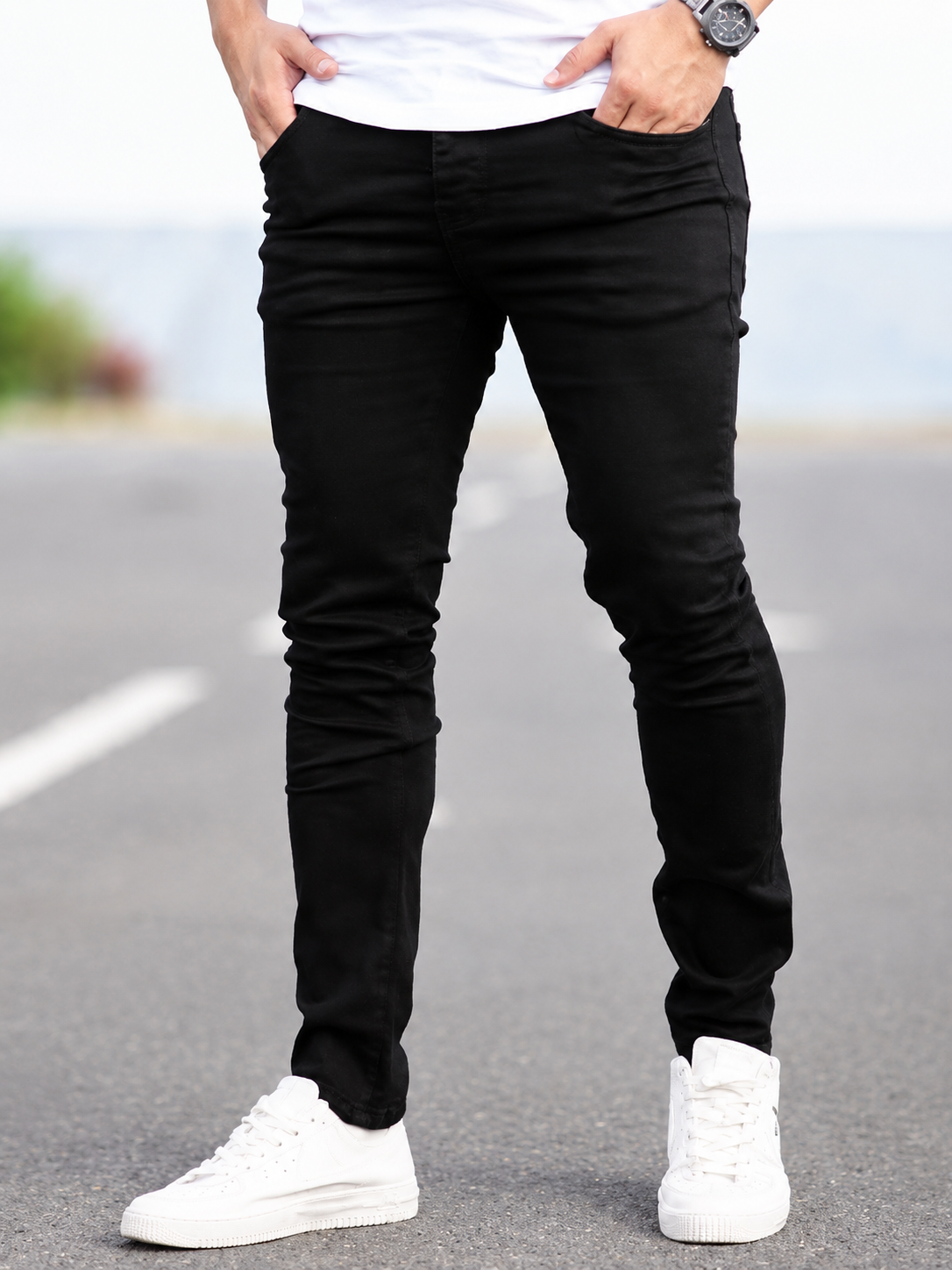 Koetler Men's Slim Black Jeans