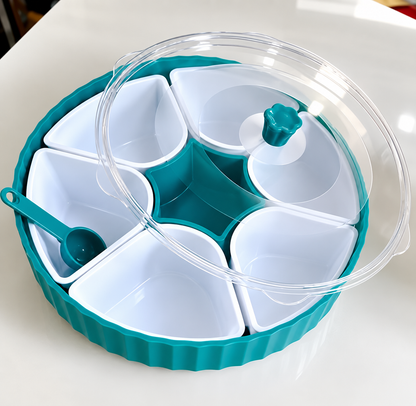 360° Rotating Masala Box for Kitchen | 7 Compartment Plastic Spice Box with Spoon | Airtight Masala Dabba & Spice Container with Transparent Lid | Kitchen Spice Organizer