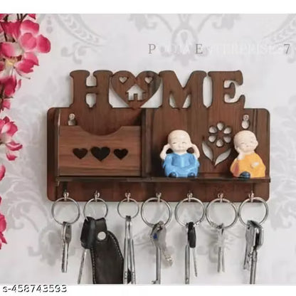 HOME-Wooden Key Holder, Home Key Holder, Key Holder for Wall, Wall Mounted Key Holder