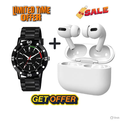 Tws bluetooth wireless headphones ear buds with best quality watch & earphones touch Sensor V 5.1 with HD Mic and active noisz cancellation supported all android & Devices Bluetooth Headset