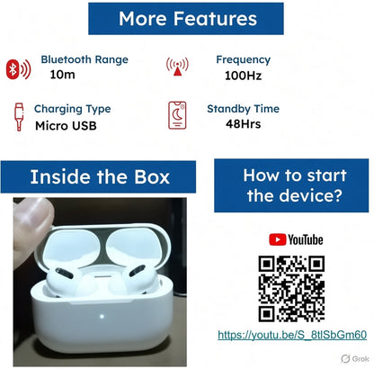 Tws bluetooth wireless headphones ear buds with best quality watch & earphones touch Sensor V 5.1 with HD Mic and active noisz cancellation supported all android & Devices Bluetooth Headset