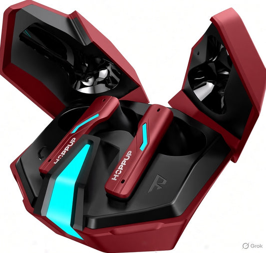 Hoppup Xo6 Gaming Earbuds with 35MS Low Latency, RGB LED, 13MM DRIVERS & 50H PlayTime Bluetooth (Red, True Wireless)