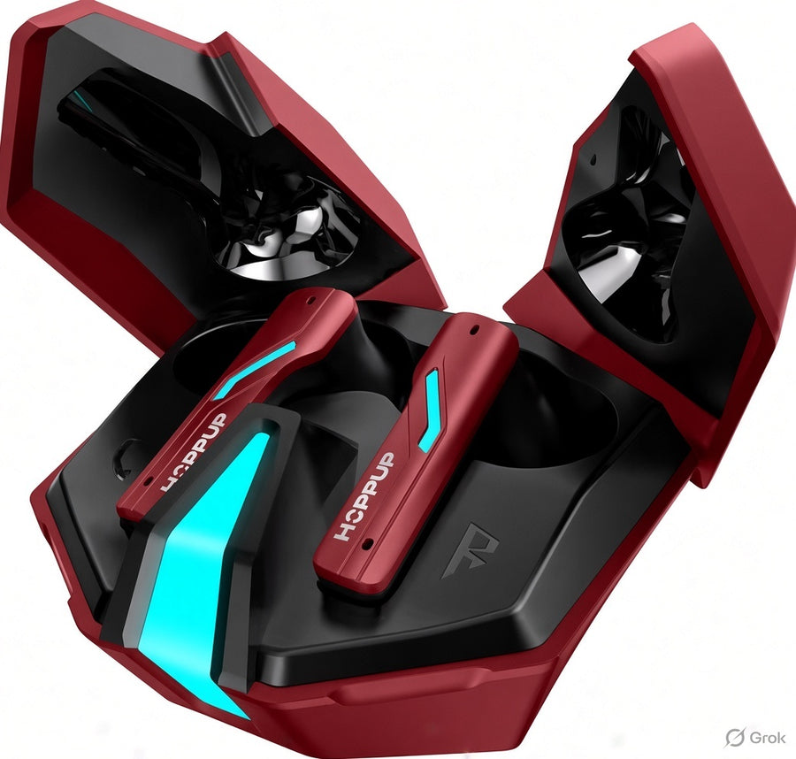Hoppup Xo6 Gaming Earbuds with 35MS Low Latency, RGB LED, 13MM DRIVERS & 50H PlayTime Bluetooth (Red, True Wireless)